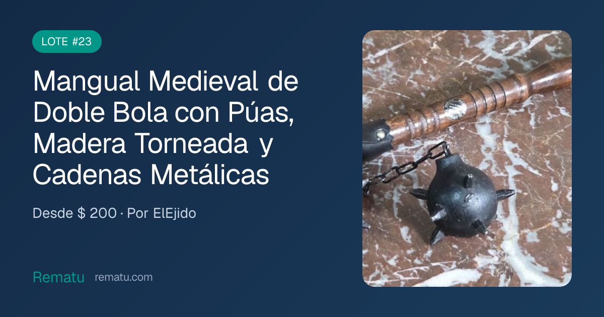 Mangual Medieval de Doble Bola con Púas, Madera Torneada y Caden…