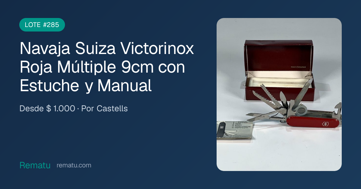 Navaja Suiza Victorinox Roja Múltiple 9cm con Estuche y Manual