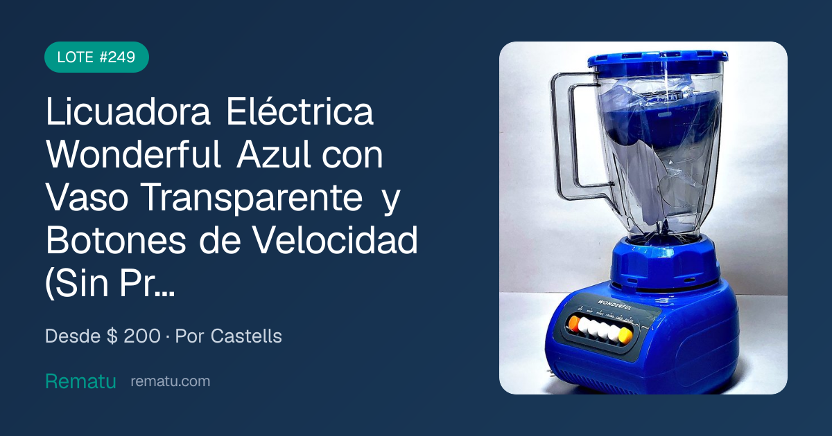 Licuadora Eléctrica Wonderful Azul con Vaso Transparente y Boton…