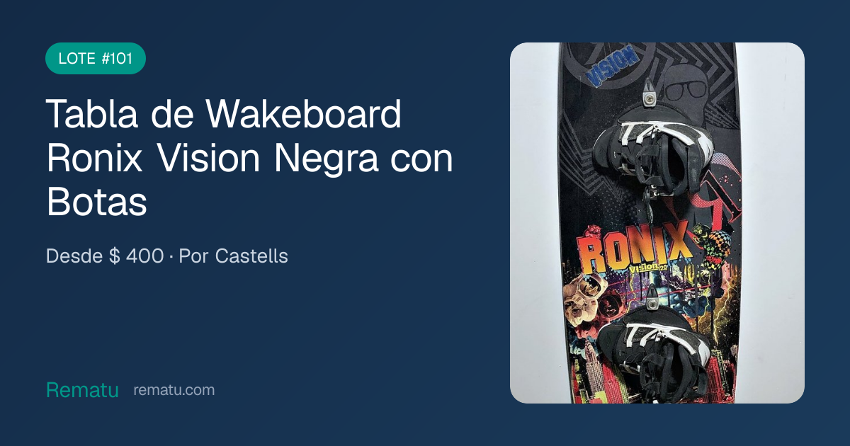 Tabla de Wakeboard Ronix Vision Negra con Botas - Lote #101
