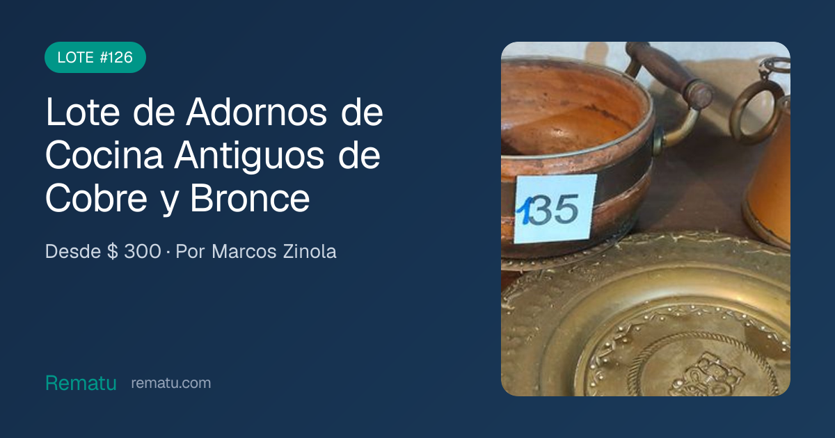 Lote de Adornos de Cocina Antiguos de Cobre y Bronce - Lote #126