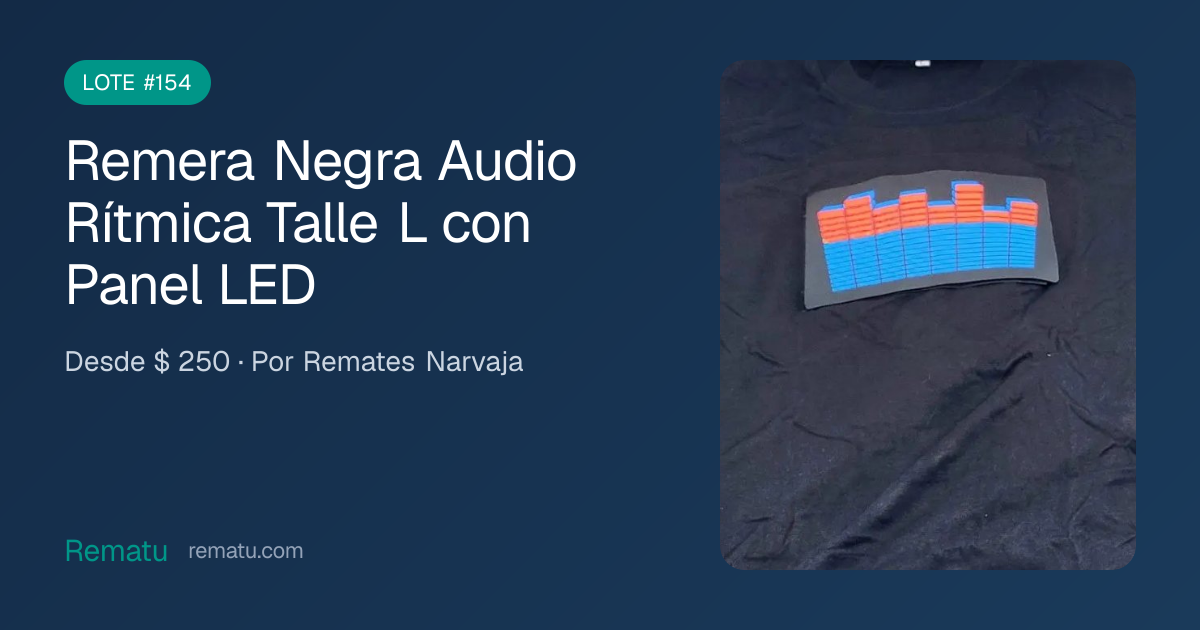Remera Negra Audio Rítmica Talle L con Panel LED - Lote #154