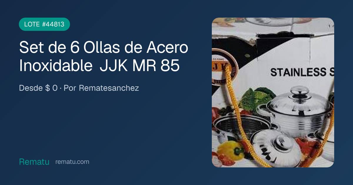 Set de 6 Ollas de Acero Inoxidable JJK MR 85 - Lote #44813