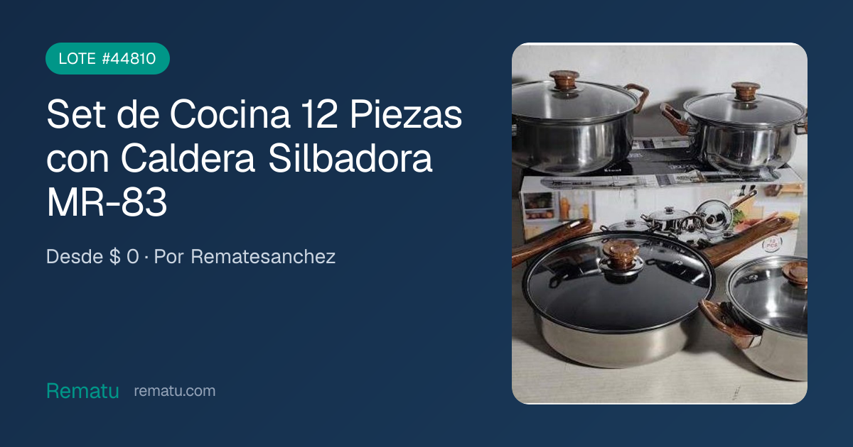 Set de Cocina 12 Piezas con Caldera Silbadora MR-83 - Lote #44810