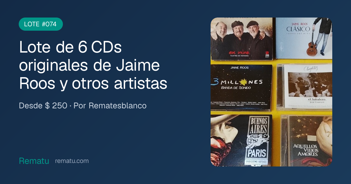 Lote de 6 CDs originales de Jaime Roos y otros artistas - Lote
