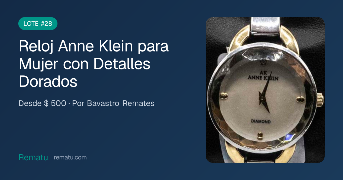 Reloj Anne Klein para Mujer con Detalles Dorados - Lote #28