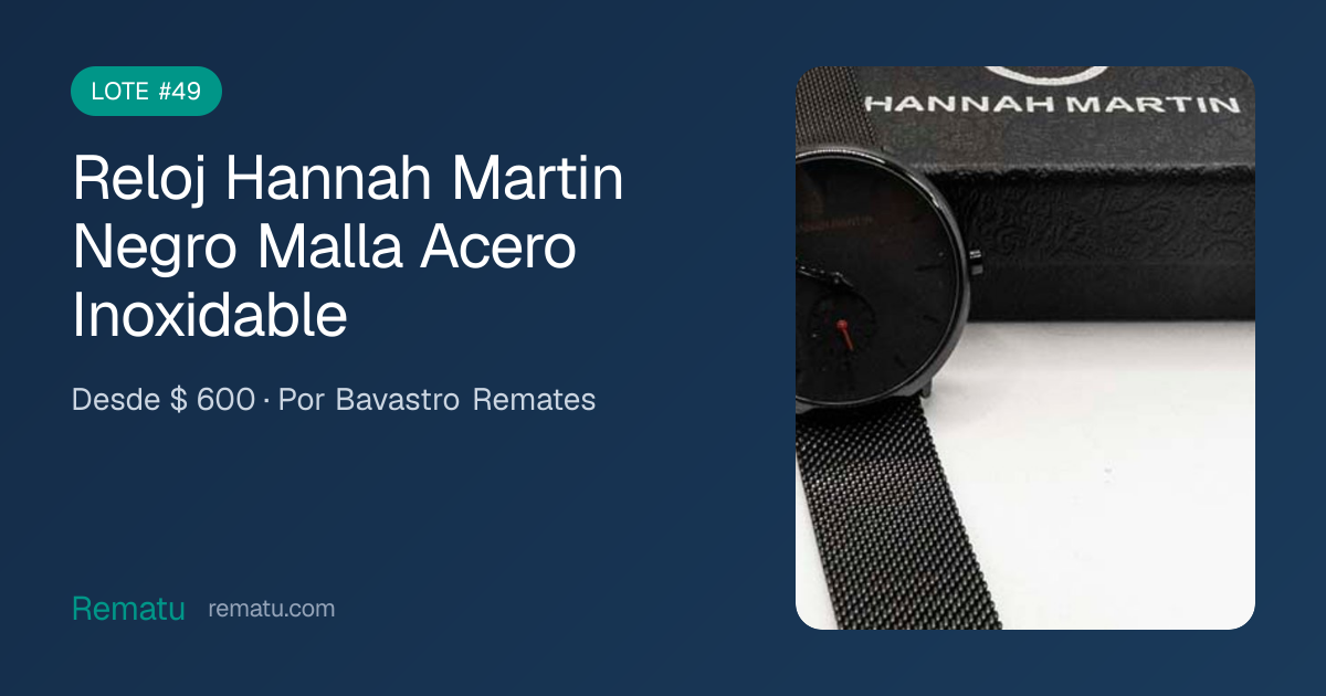 Reloj Hannah Martin Negro Malla Acero Inoxidable - Lote #49