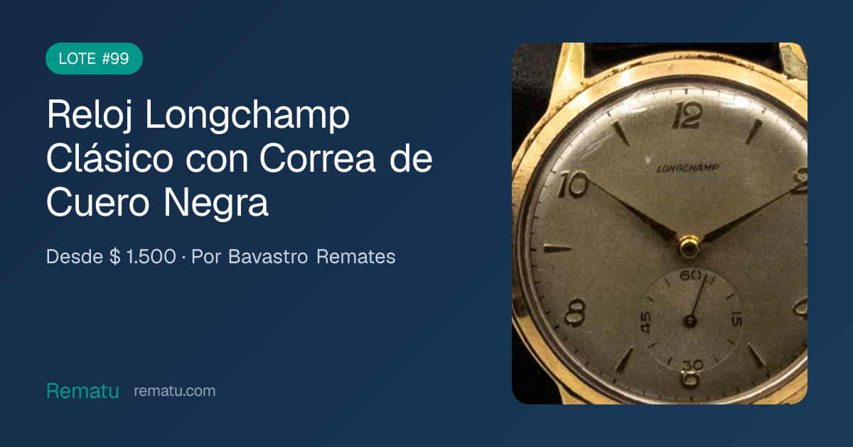 Reloj Longchamp Clásico con Correa de Cuero Negra - Lote #99
