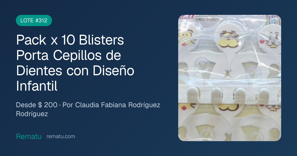 Pack x 10 Blisters Porta Cepillos de Dientes con Diseño Infantil…